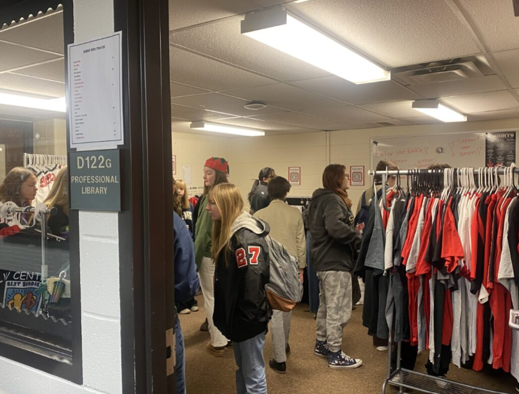 LWC students shop the Knightly Relics, a new second-hand and more affordable option for spirit wear. 